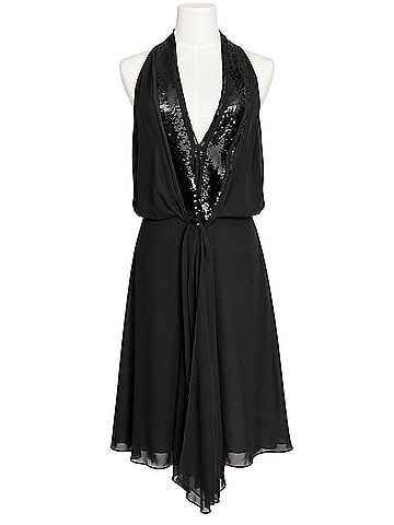 BCBGMAXAZRIA Max Azria 
Black Silk Sequin Halter Cocktail Cocktail Dress (view 2)