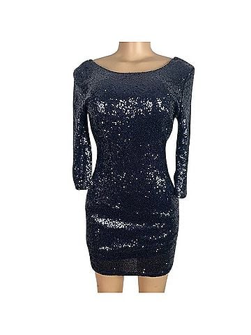 Lulus Navy Sequin Bodycon Mini Dress Cocktail Dress (view 1)