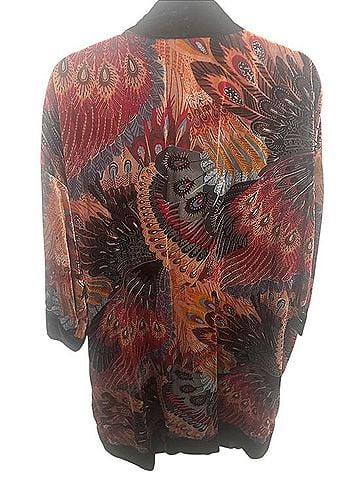 Chico's Multicolor Velvet-Trim Open Front Kimono Jacket Jacket (view 2)