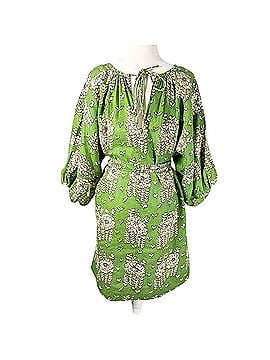 Oroton Linen 3/4 Balloon Sleeve Green Posie Belted Mini Dress Casual Dress (view 2)