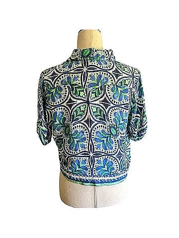 Haute Hippie Cropped Boxy Short Sleeve Button Down Short Sleeve Blouse (view 2)