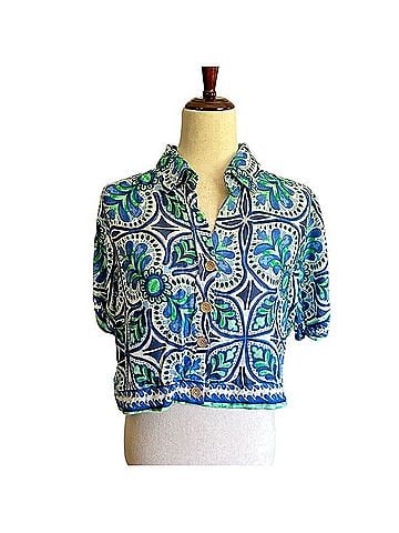 Haute Hippie Cropped Boxy Short Sleeve Button Down Short Sleeve Blouse (view 1)
