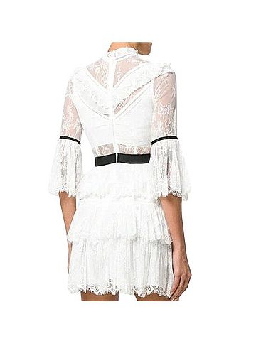 Self-Portrait Guipure Fine Lace Mini Dress Cocktail Dress (view 2)