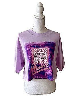 Maje Aloha Palm Tree Graphic Crop T-Shirt (view 1)