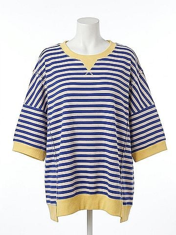 Very J Susan Stripe Knit Top in Blue/ Yellow (view 1)