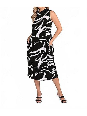 Frank Lyman Design Abstract Sleeveless Midi Dress in Black/White (view 2)