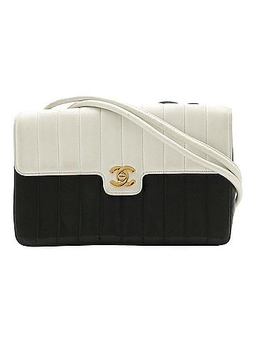 Chanel CHANEL Coco Mark Turnlock Shoulder Bag, Lambskin, Bicolor, Black and White (view 1)