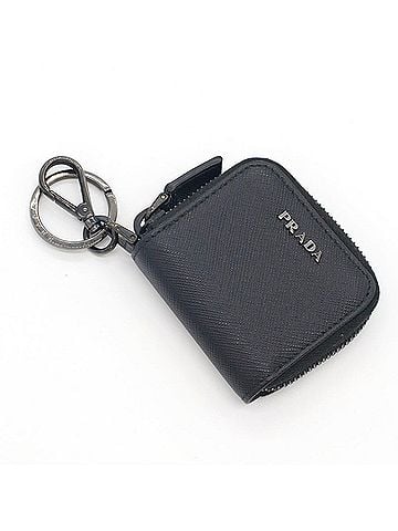 Prada Prada Wallet/Coin Case 2MM001 Black Leather Saffiano Coin Purse Keychain Charm Men's PRADA (view 1)