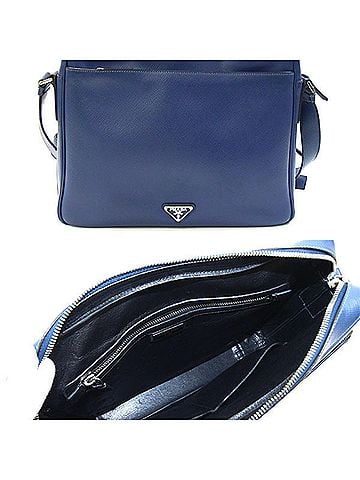 Prada Prada shoulder bag, blue leather, crossbody, men's. (view 2)