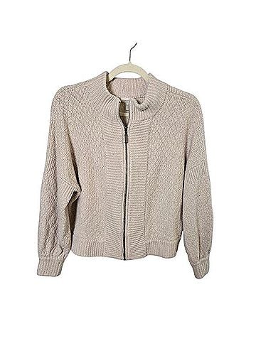 Garnet Hill Wool Linen Woven Full Zip Cardigan Sweater Cardigan (view 1)