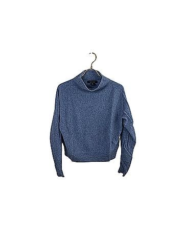 Tahari Blue Two-Ply 100% Cashmere Mock Neck Cashmere Pullover Sweater (view 1)