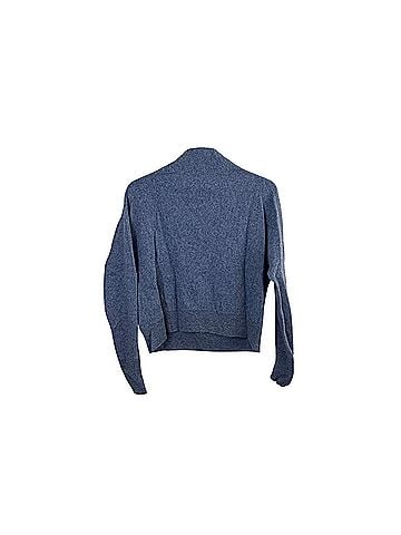 Tahari Blue Two-Ply 100% Cashmere Mock Neck Cashmere Pullover Sweater (view 2)