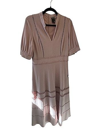 Taylor Dusty Rose Dress With Vneck And Ladder Trim Casual Dress (view 1)