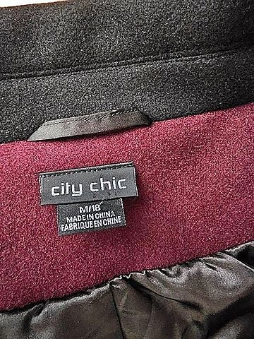 City Chic Burgundy Trench Coat With Black Trim Trenchcoat (view 2)