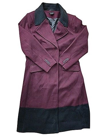 City Chic Burgundy Trench Coat With Black Trim Trenchcoat (view 1)