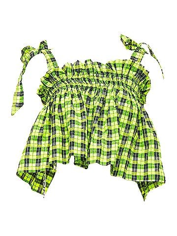Ganni Ganni Checked Seersucker Ruffle Top (view 1)