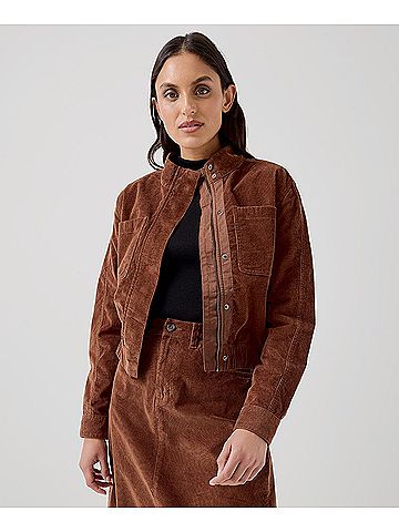 Pact Mahogany Brown Modern Corduroy Bomber Jacket (view 2)