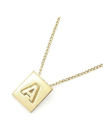 Céline Celine Necklace, Alphabet A, 46N0A6BRA, Gold Metal Pendant, Square Plate, Initial, Women's, CELINE (view 1)
