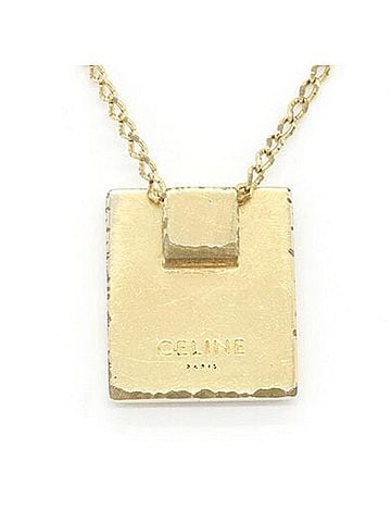Céline Celine Necklace, Alphabet A, 46N0A6BRA, Gold Metal Pendant, Square Plate, Initial, Women's, CELINE (view 2)