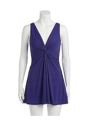 Miraclesuit Marais V-Neck Knot Front Swimdress in Purple (view 1)