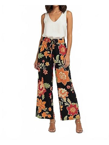 Umgee Floral Print Wide Leg Pants in Black (view 2)