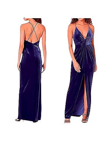 Aidan by Aidan Mattox Twist Front Plunge Velvet Formal Cocktail Dress (view 1)
