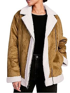 Old Navy Faux-Suede Sherpa-Lined Moto Jacket Jacket (view 1)