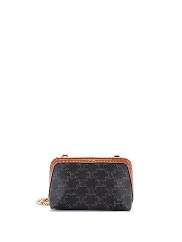 Céline Zip Around Chain Clutch Triomphe Coated Canvas (view 1)