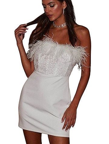 12th Tribe Felicia Feather Sequin Mini Dress Cocktail Dress (view 1)