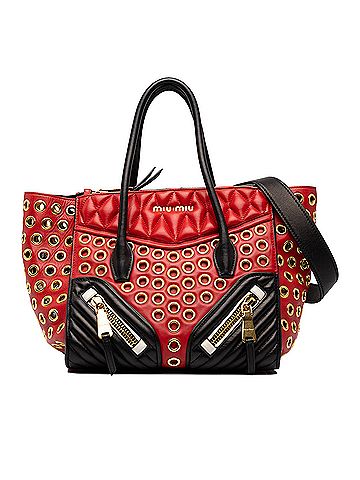 Miu Miu Small Tricolor Nappa Grommet Biker Satchel (view 1)
