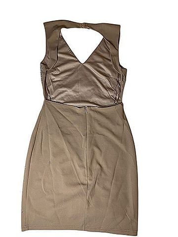 Xtaren Nude Tan Rhinestone Bodycon Mini Dress Cocktail Dress (view 2)