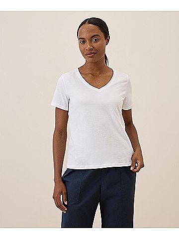 Pact White Softspun V-Neck Tee (view 2)
