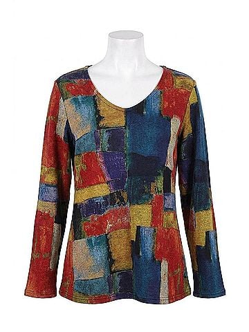 Parsley & Sage Edith Reversible V-Neck Top in Multi (view 1)