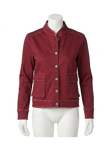 Habitat Stretch Denim Cargo Jacket in Wine (view 1)
