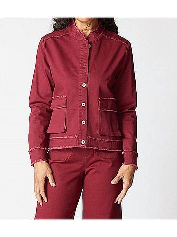 Habitat Stretch Denim Cargo Jacket in Wine (view 2)
