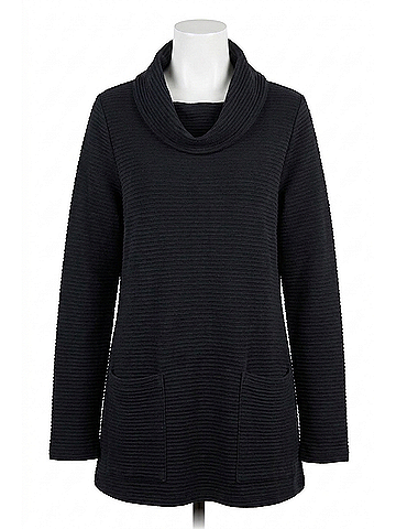 Habitat Ripple Effect Pocket Cowl Neck Sweater in Black (view 1)