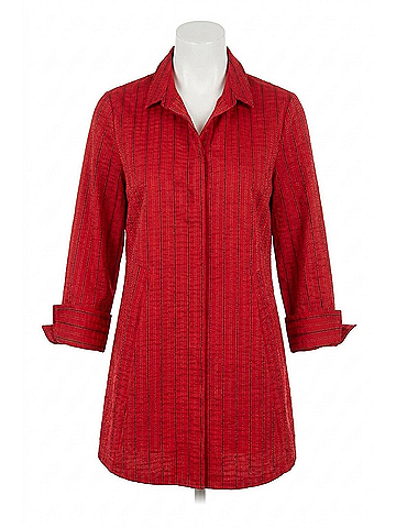 Habitat East Side Stripes Hidden Placket Shirt in Ruby (view 1)