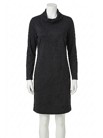 Habitat Stretch Faux Suede Easy Pocket Dress in Black (view 1)