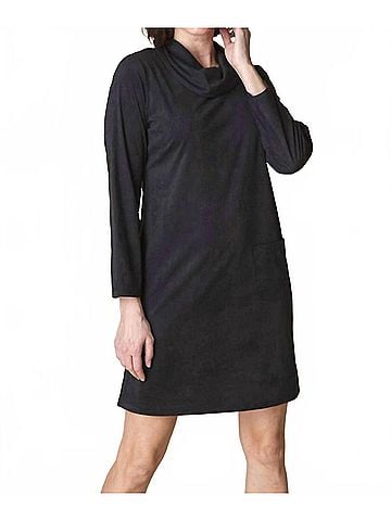 Habitat Stretch Faux Suede Easy Pocket Dress in Black (view 2)