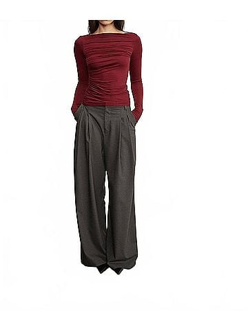 Enza Costa Fluid Jeresey Draped Boatneck Top in Barolo (view 2)