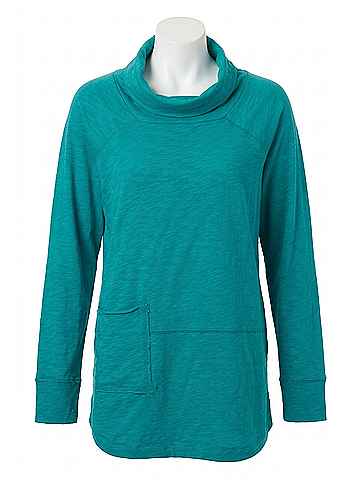 Habitat Cotton Slub Cowl Neck Sweater in Emerald (view 1)