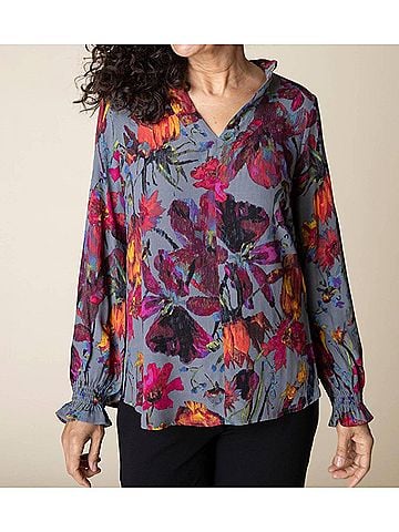 Habitat Vintage Print Flounce Shirt in Purple (view 2)