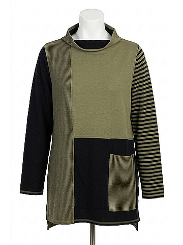 Habitat Mixed Stripes Studio Tunic in Greeen (view 1)