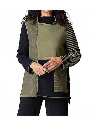 Habitat Mixed Stripes Studio Tunic in Greeen (view 2)