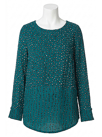 Habitat Express Dot Mix Side Button Tunic in Juniper (view 1)