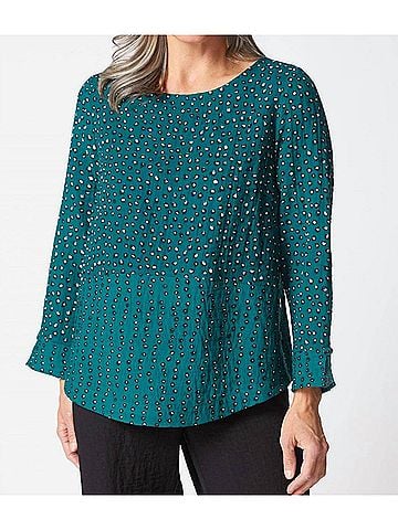 Habitat Express Dot Mix Side Button Tunic in Juniper (view 2)