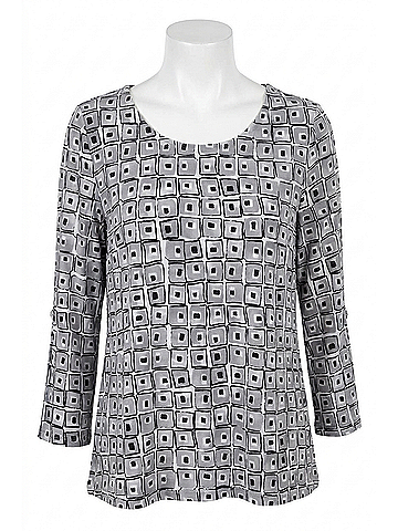 Habitat Core Travel Cubism Pleated Sleeve Tee in White/Black (view 1)