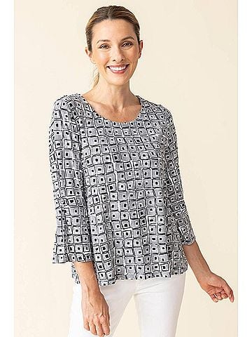 Habitat Core Travel Cubism Pleated Sleeve Tee in White/Black (view 2)