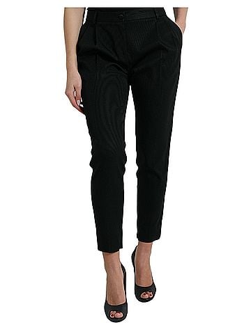 Dolce & Gabbana Black Wool High Waist Cropped Tapered Women's Pants (view 1)
