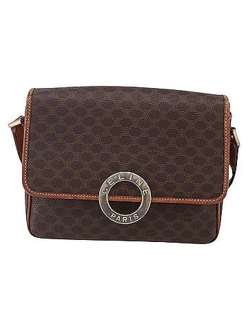 Céline Vintage Macadam Circle Logo Canvas And Leather Brown Canvas Shoulder Bag Bag (view 1)